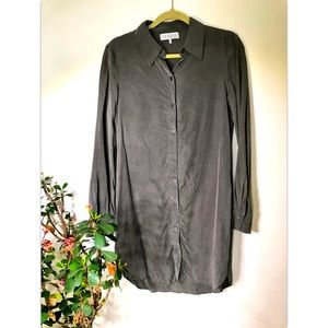 WAYF XSmall Gray/Green Long Sleeve Button Up Dress